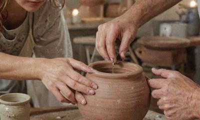One-on-one pottery instruction session